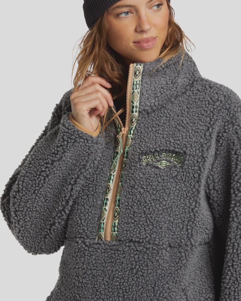 BILLABONG WOMENS HORIZON MOCK NECK FLEECE - CHARCOAL