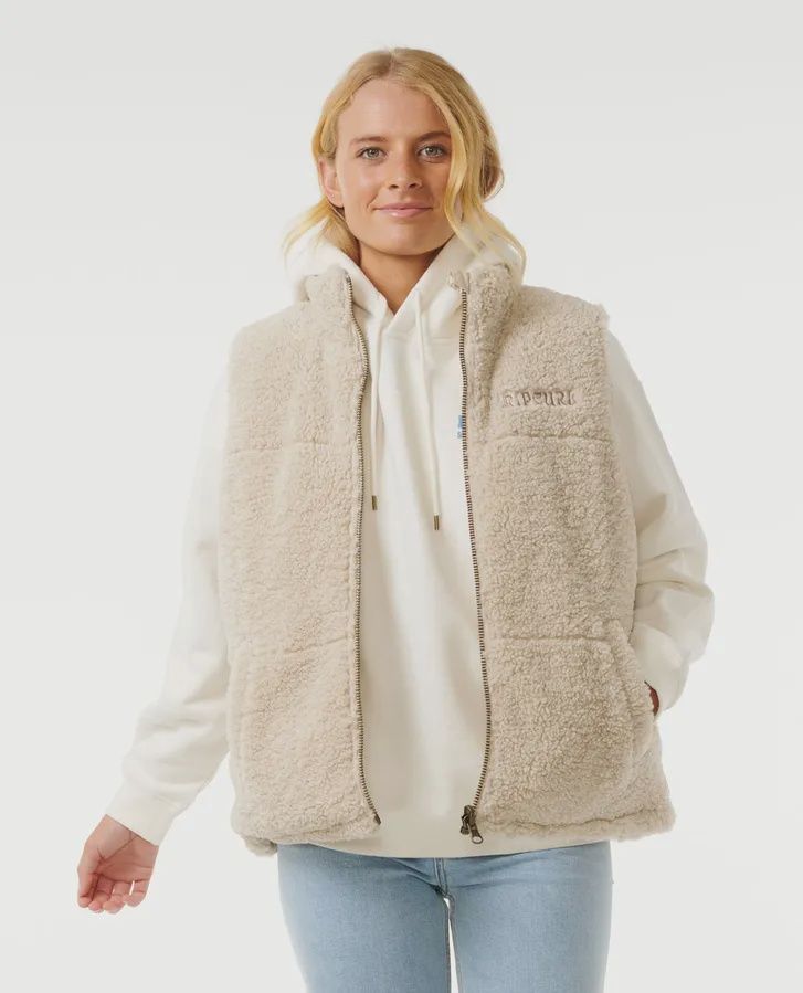 RIP CURL LADIES SOLEIL REVO PUFFER VEST- NATURAL