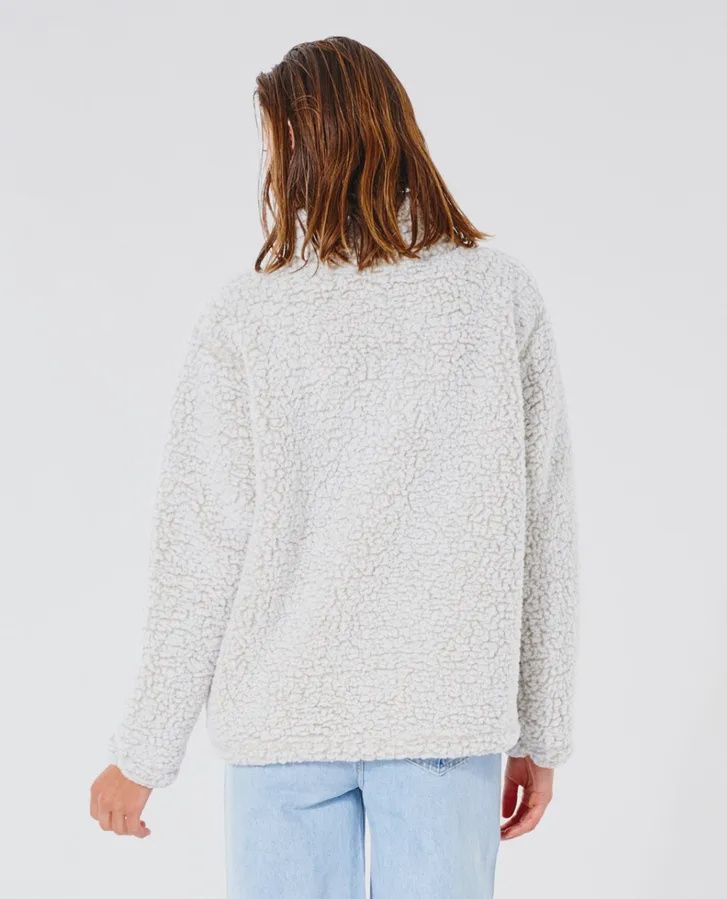 RIP CURL LADIES DARK N STORMY 1/4 ZIP CREW - OFF WHITE