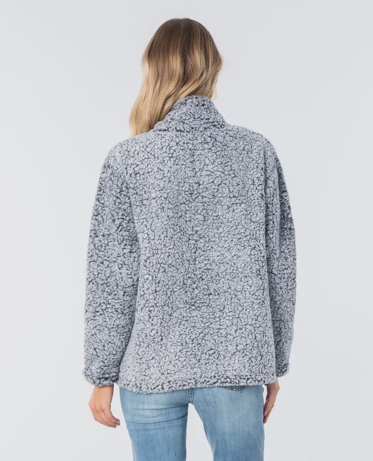 RIP CURL LADIES DARK N STORMY 1/4 ZIP CREW - LIGHT GREY
