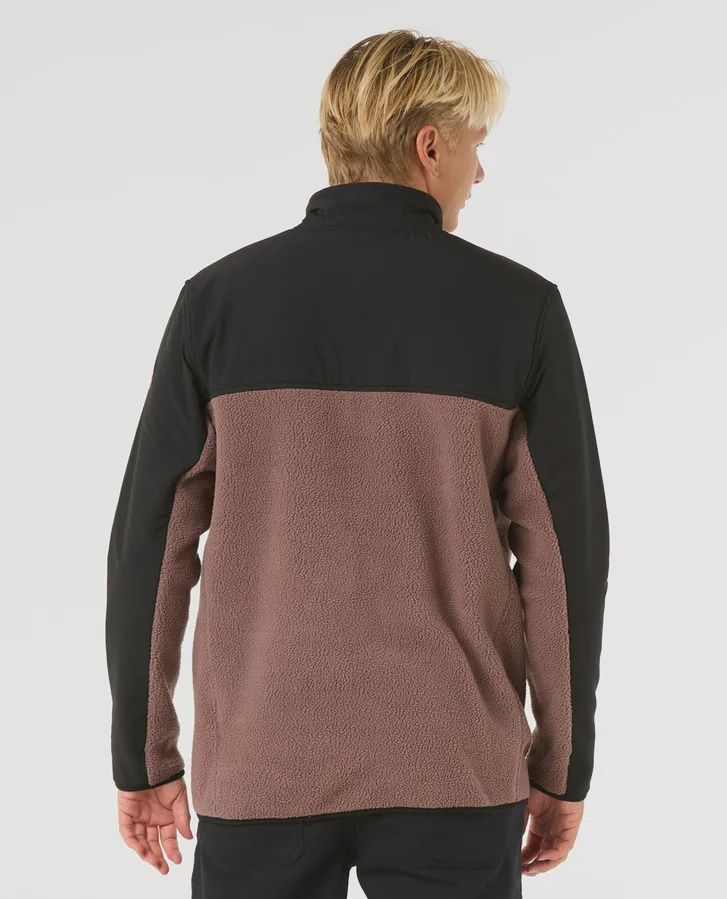 RIPCURL MENS ANTI SERIES SEARCH ZIP CREW JACKET - MUSHROOM ROCK