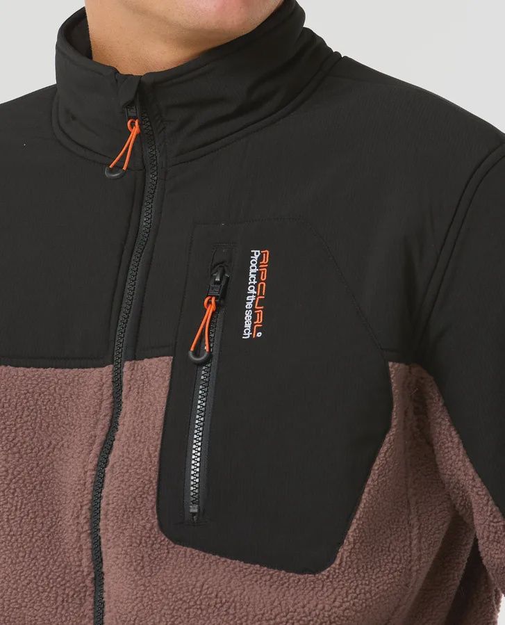 RIPCURL MENS ANTI SERIES SEARCH ZIP CREW JACKET - MUSHROOM ROCK