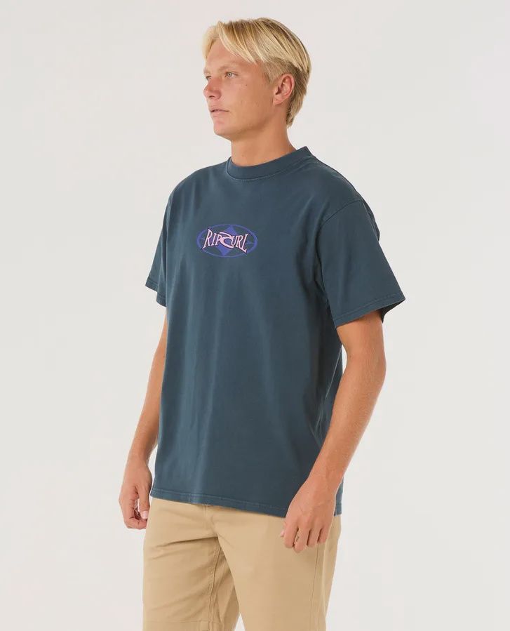 RIP CURL MENS HERITAGE OVAL SS TEE - DARK NAVY