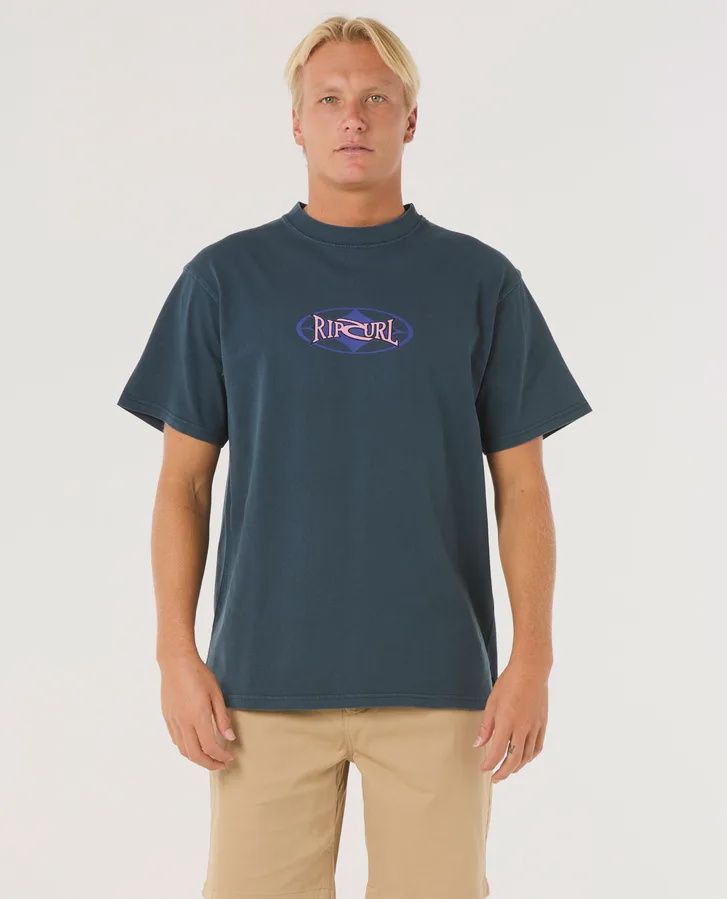 RIP CURL MENS HERITAGE OVAL SS TEE - DARK NAVY