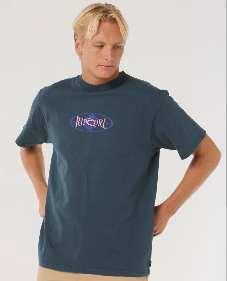 RIP CURL MENS HERITAGE OVAL SS TEE - DARK NAVY