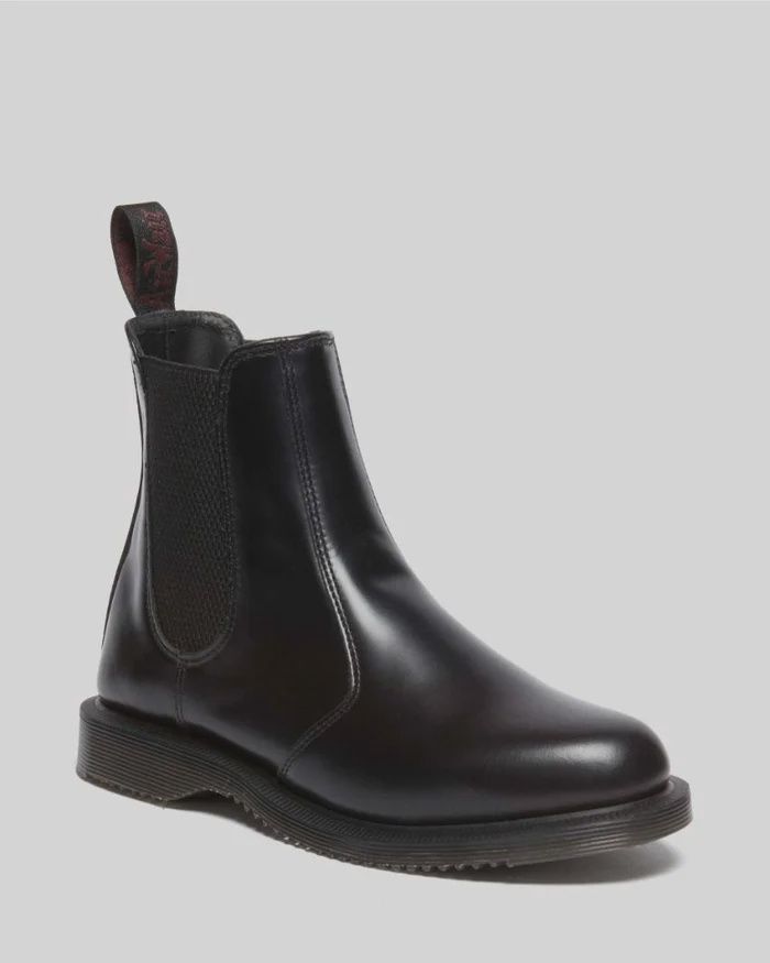 DR MARTENS FLORA CHELSEA BOOT- BLACK POLISHED SMOOTH