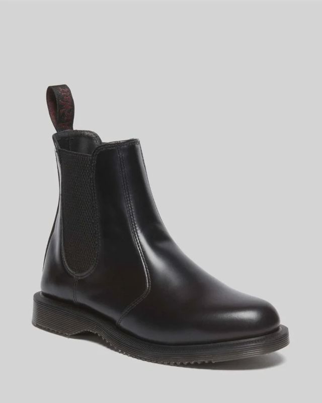 DR MARTENS FLORA CHELSEA BOOT- BLACK POLISHED SMOOTH