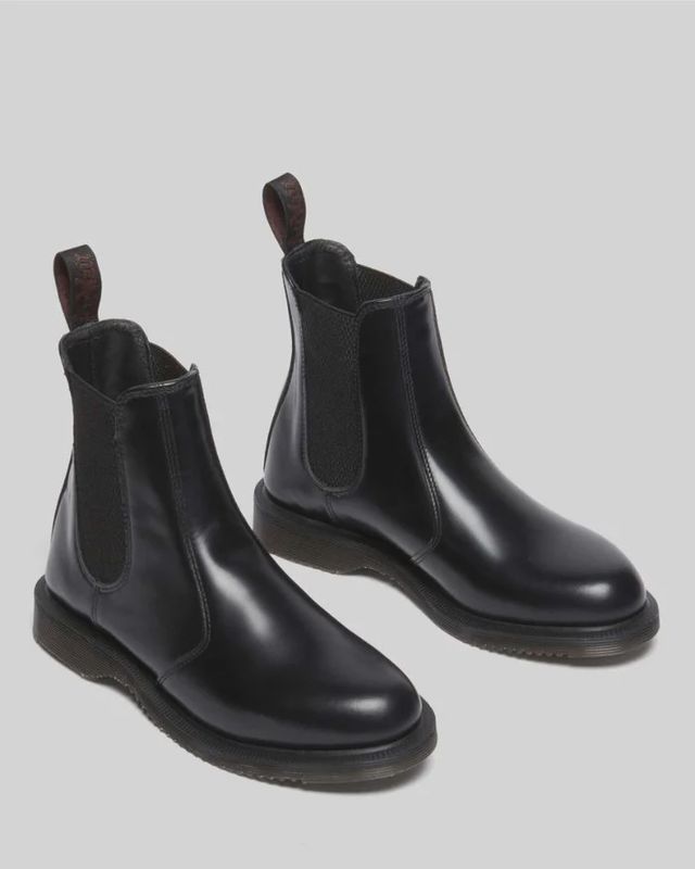 DR MARTENS FLORA CHELSEA BOOT- BLACK POLISHED SMOOTH