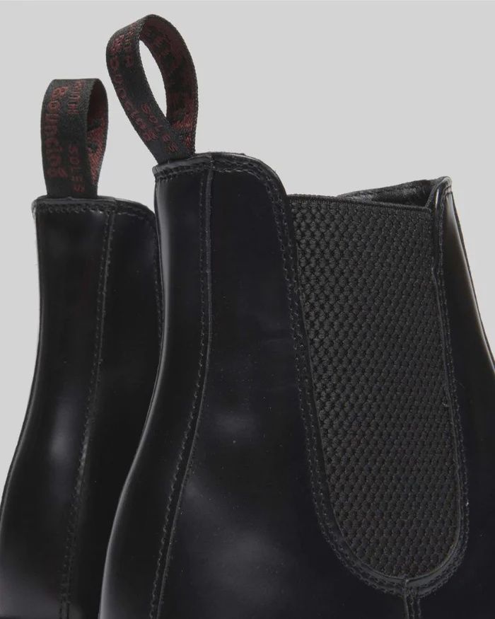 DR MARTENS FLORA CHELSEA BOOT- BLACK POLISHED SMOOTH