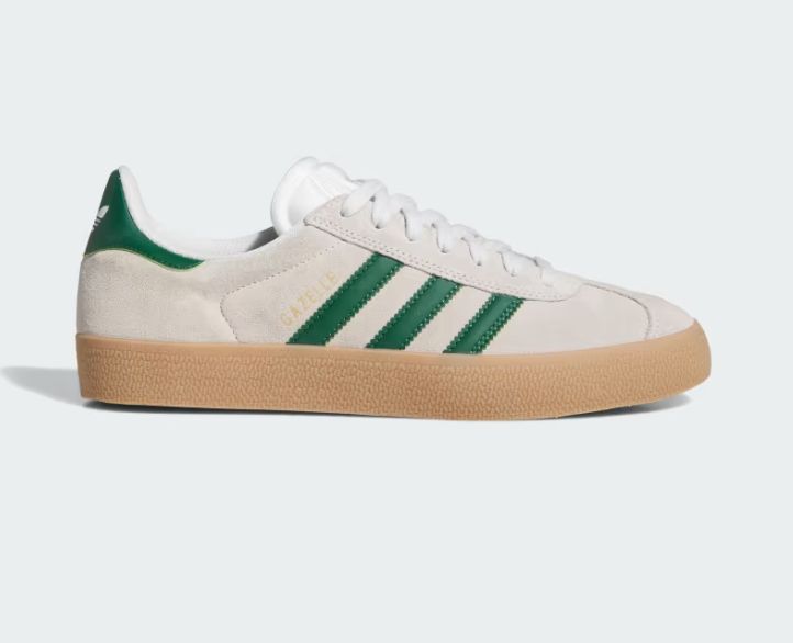 ADIDAS UNISEX GAZELLE ADV SHOE - CRYSTALWHITE/GREEN/GUM4