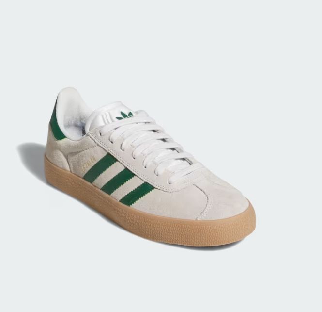 ADIDAS UNISEX GAZELLE ADV SHOE - CRYSTALWHITE/GREEN/GUM4