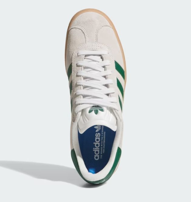 ADIDAS UNISEX GAZELLE ADV SHOE - CRYSTALWHITE/GREEN/GUM4