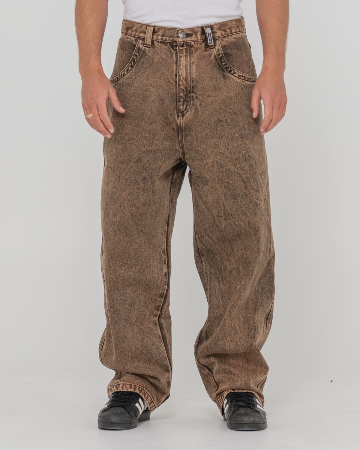 RUSTY MENS R DOT BAGGY JEAN - OVERDYED BROWN