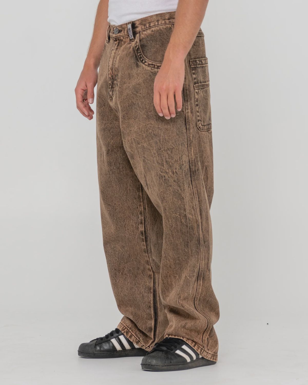 RUSTY MENS R DOT BAGGY JEAN - OVERDYED BROWN