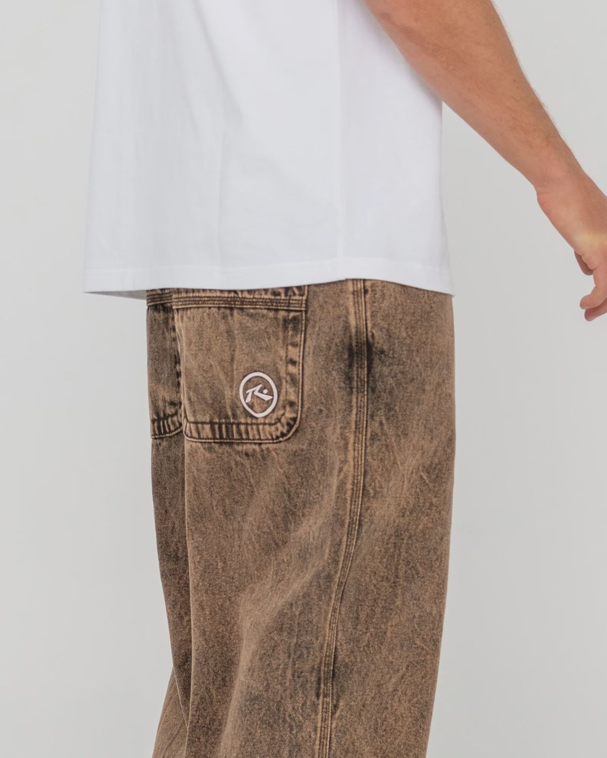 RUSTY MENS R DOT BAGGY JEAN - OVERDYED BROWN