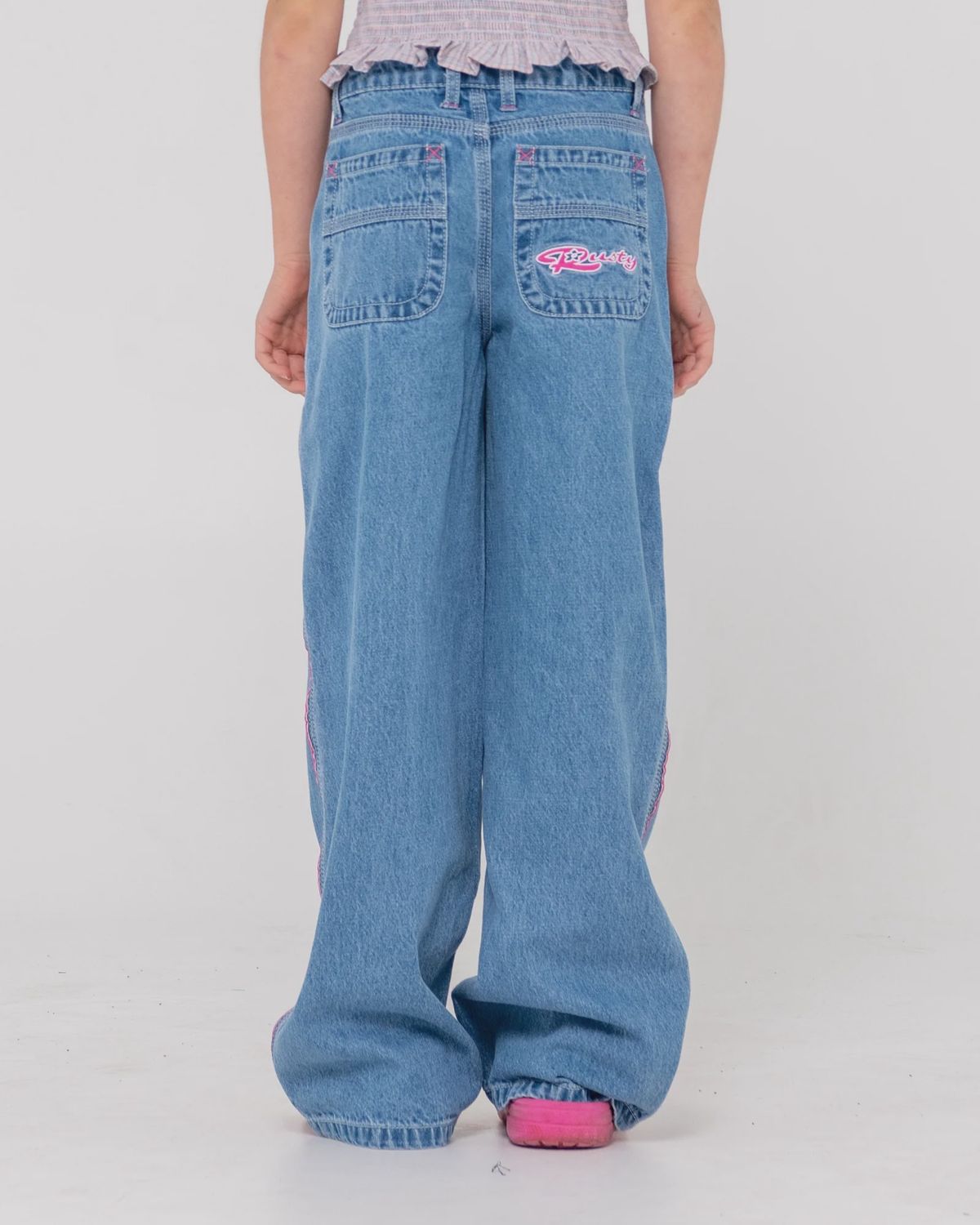 RUSTY TEEN GIRLS FLIP GIRL LOW RISE JEAN - MIDDY BLUE / PINK