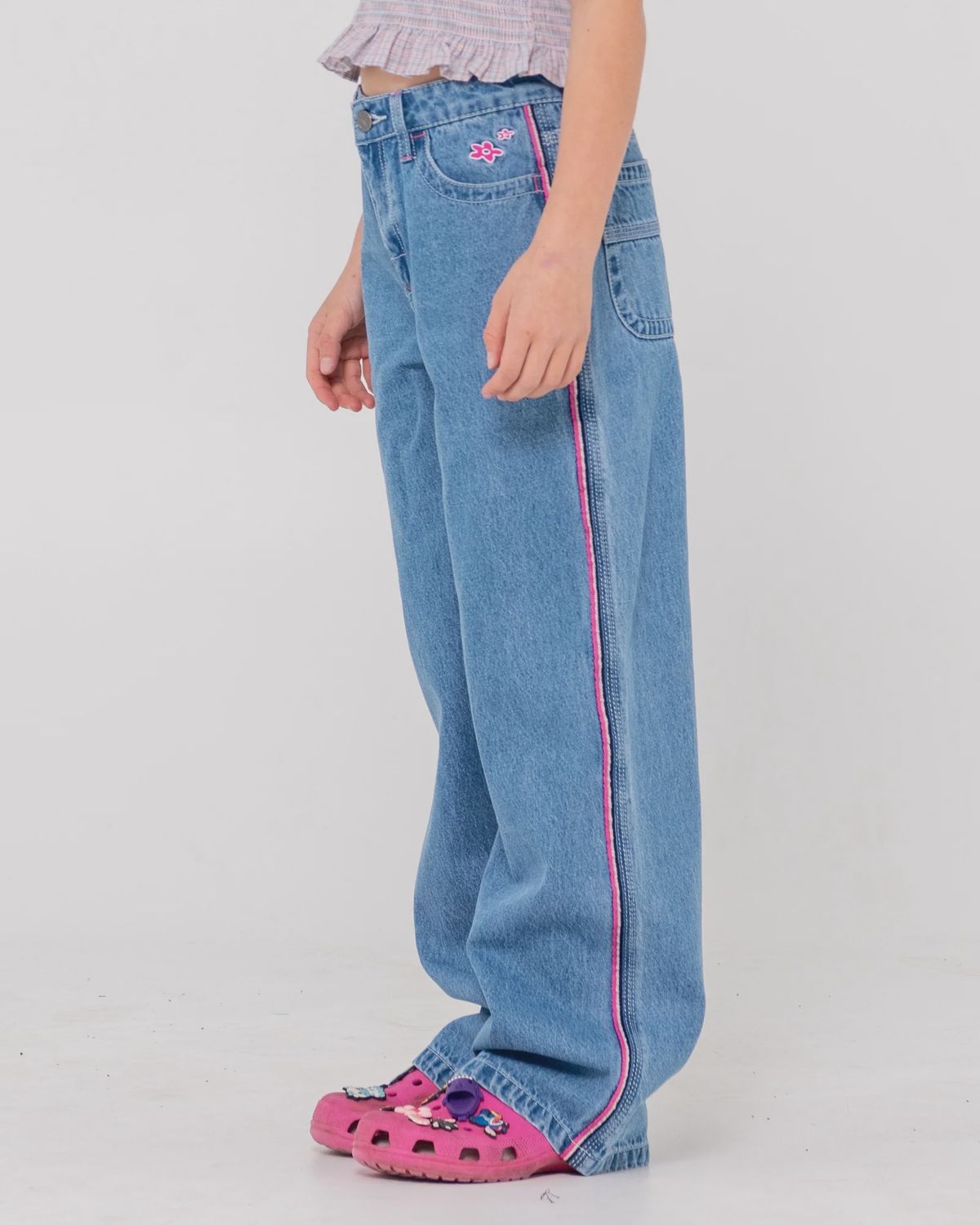 RUSTY TEEN GIRLS FLIP GIRL LOW RISE JEAN - MIDDY BLUE / PINK