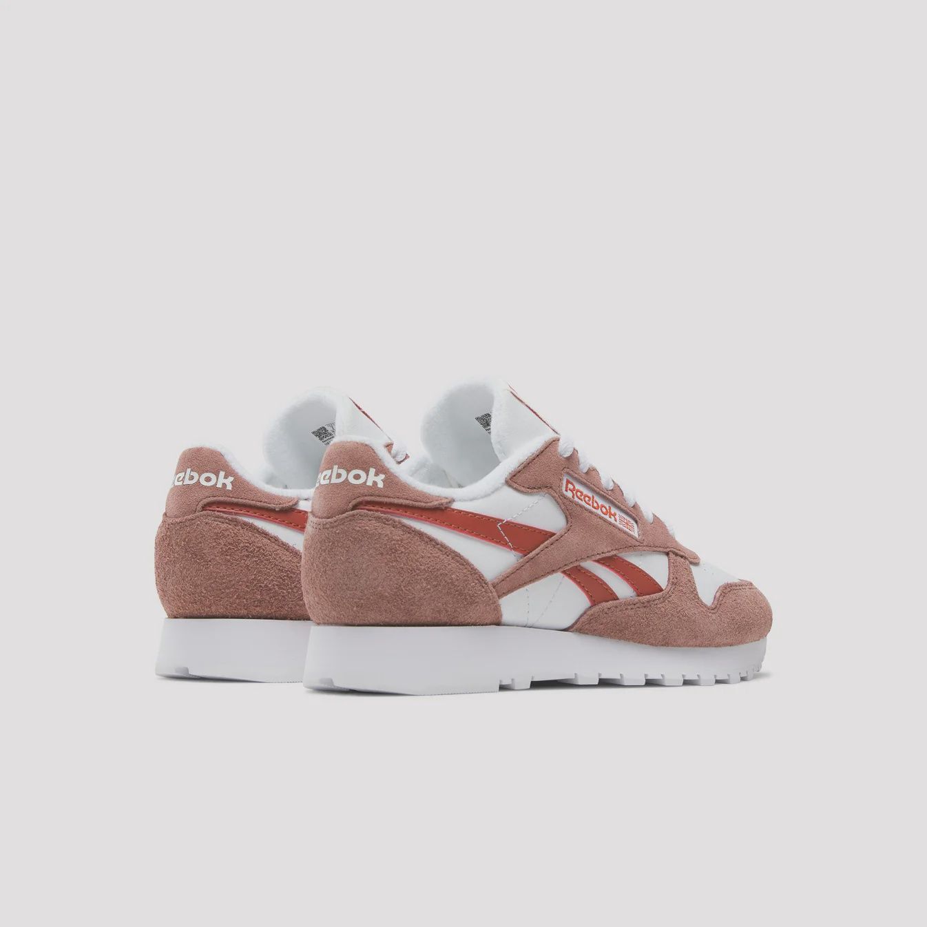 REEBOK LADIES CLASSIC LEATHER SHOE - WHITE/SCORCHED EARTH/HOOP RED