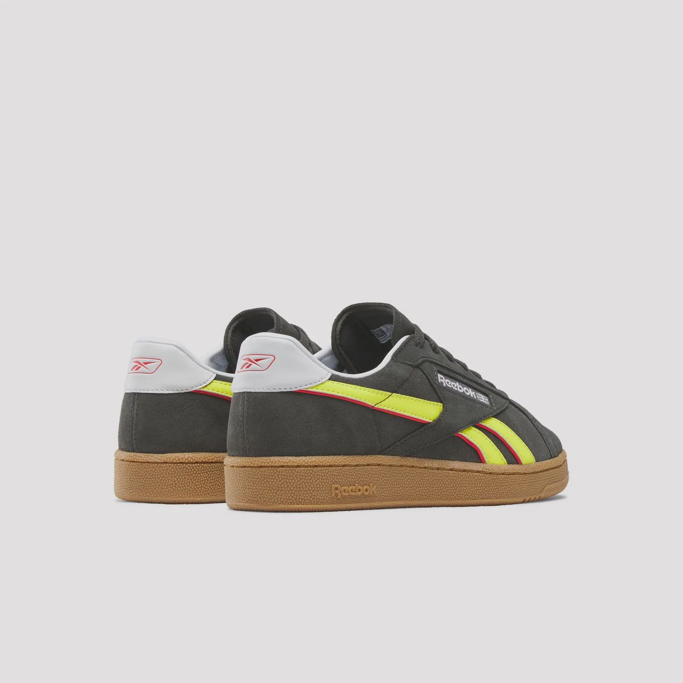 REEBOK MENS CLUB C GROUNDS UK SHOE - BLACK/ELECTRICYELLOW/GUM