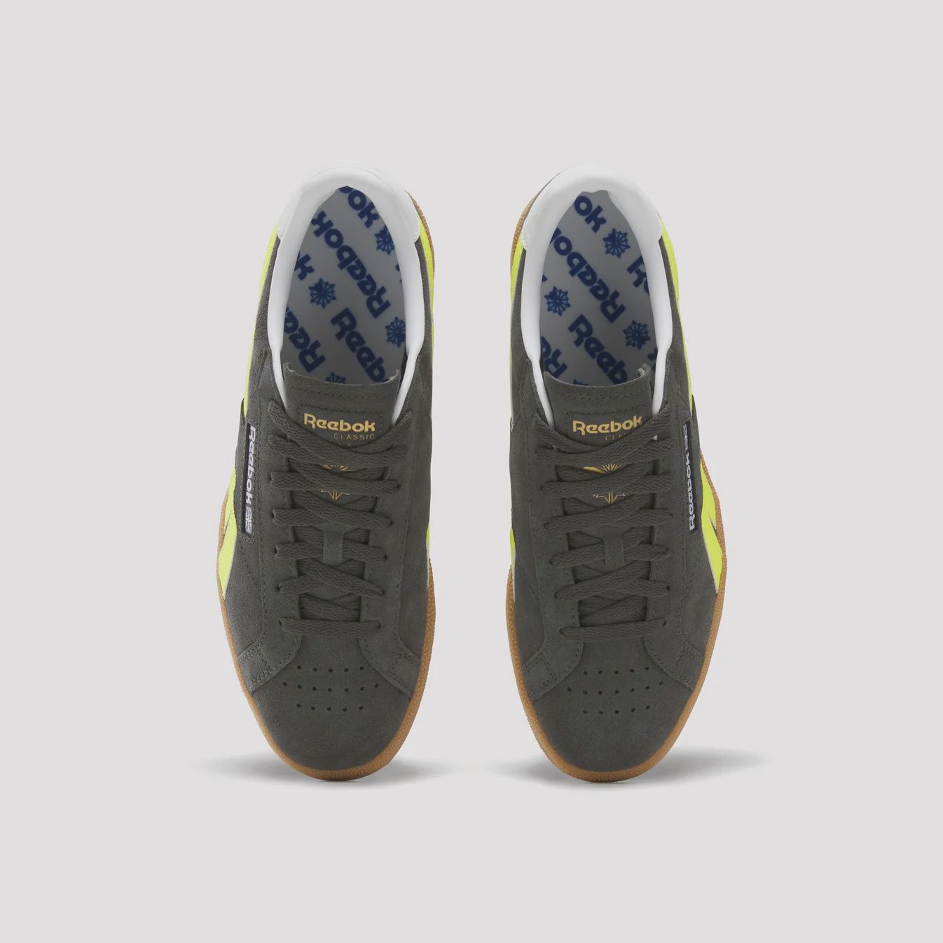 REEBOK MENS CLUB C GROUNDS UK SHOE - BLACK/ELECTRICYELLOW/GUM
