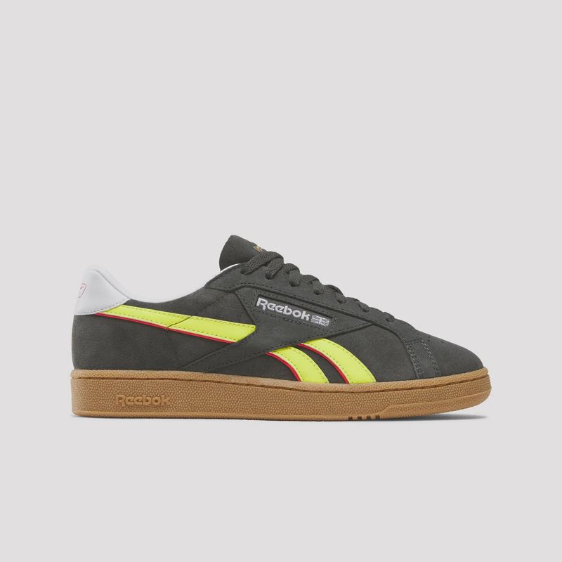 REEBOK MENS CLUB C GROUNDS UK SHOE - BLACK/ELECTRICYELLOW/GUM