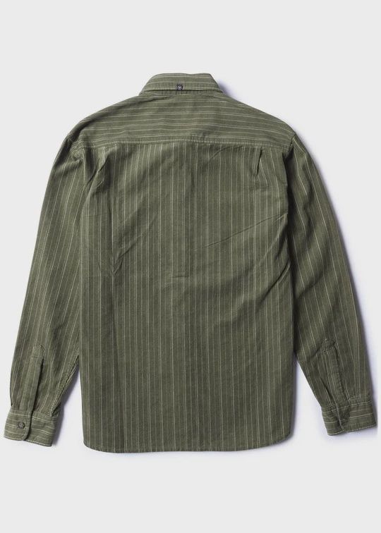 VISSLA MENS RAILS CORD LS SHIRT- DARK OLIVE