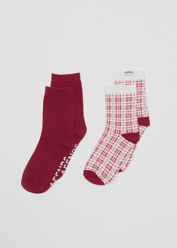 AFENDS WOMENS BASE SOCKS - 2 PACK - BURGUNDY