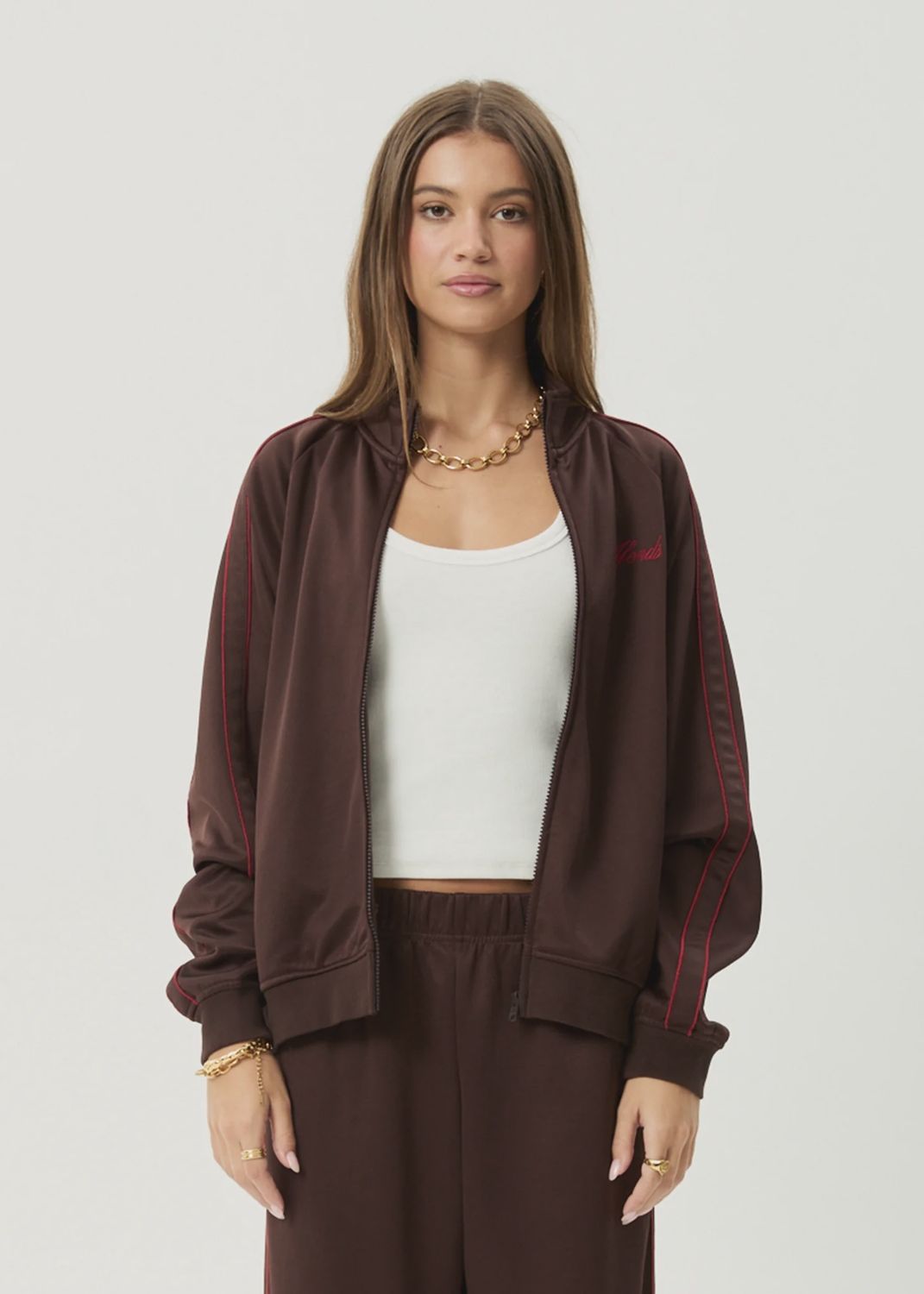 AFENDS WOMENS AVENUE TRACK JACKET - COFFEE