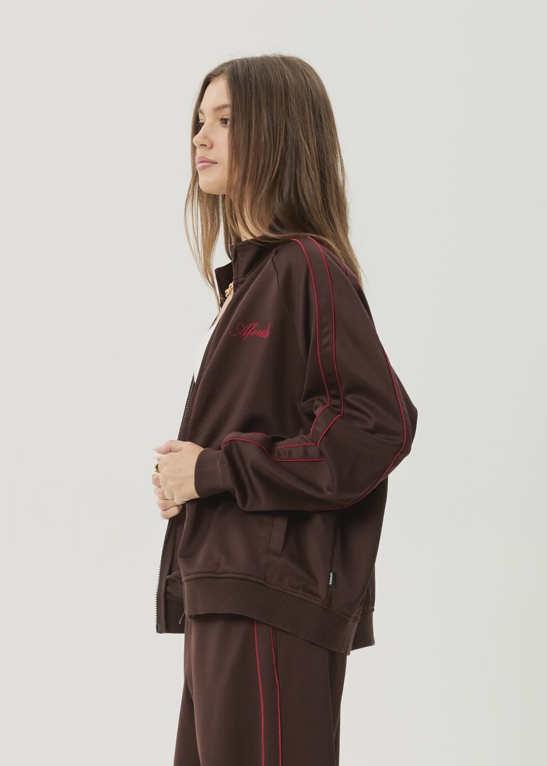 AFENDS WOMENS AVENUE TRACK JACKET - COFFEE