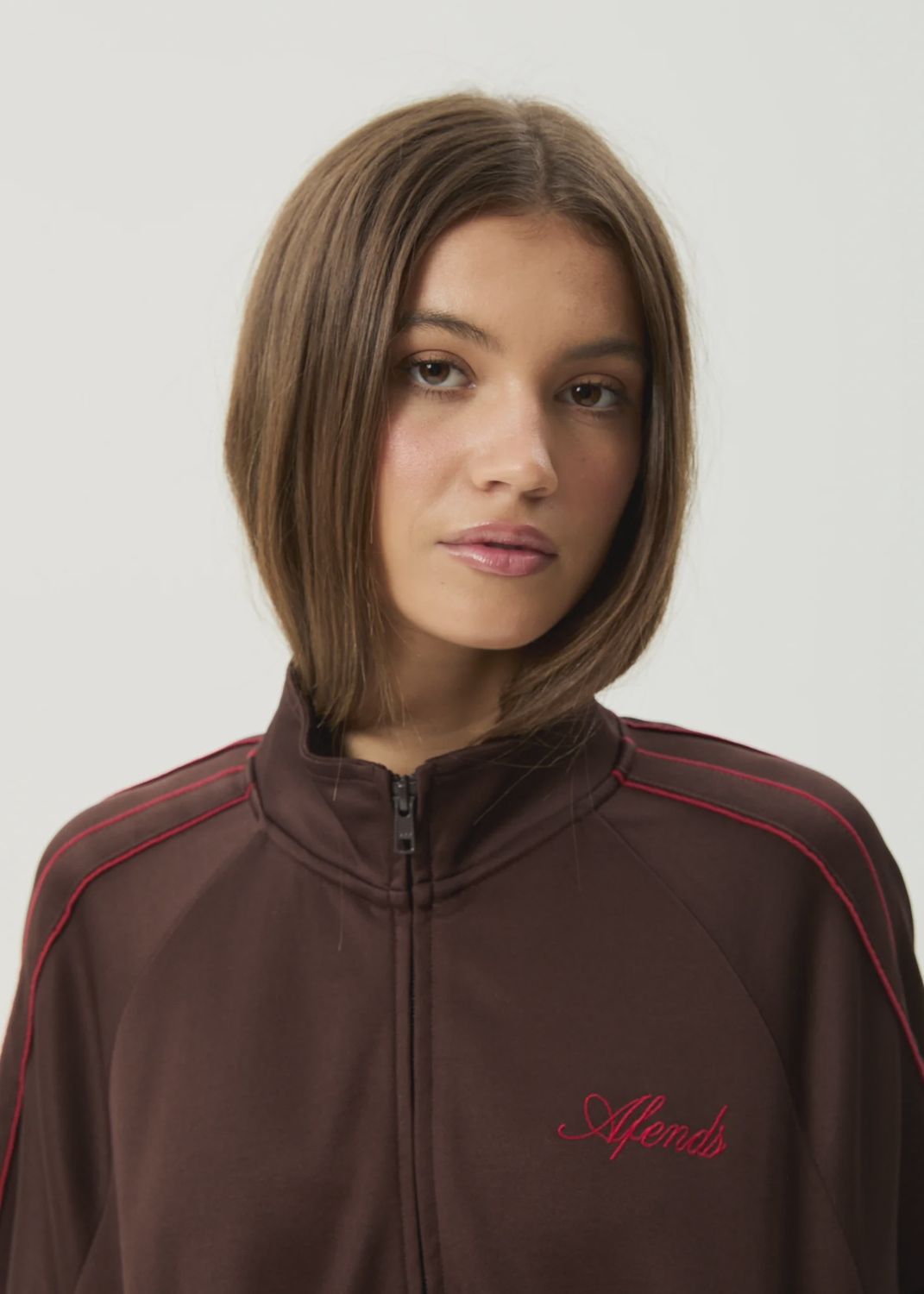 AFENDS WOMENS AVENUE TRACK JACKET - COFFEE