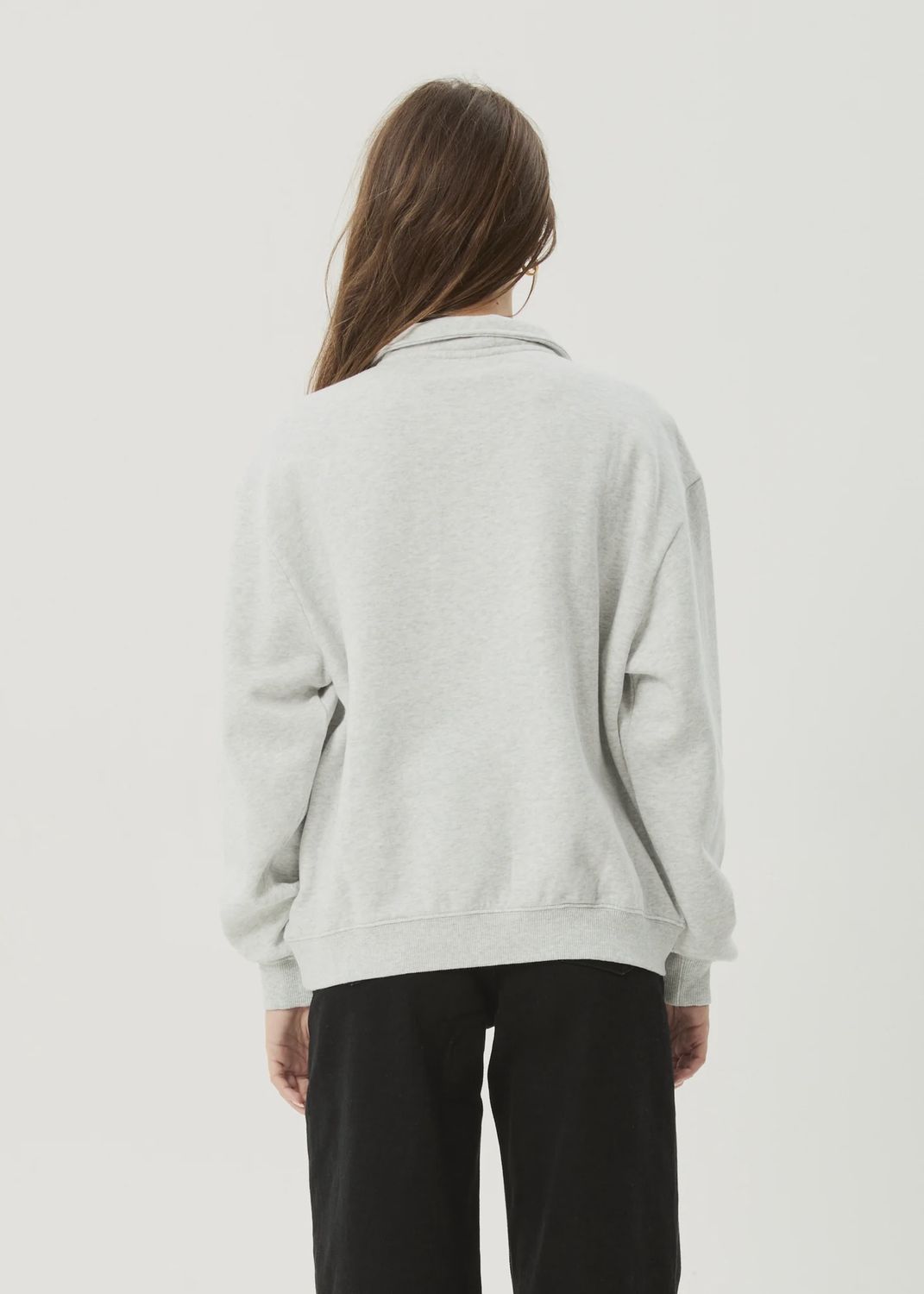 AFENDS WOMENS CARTER -QUARTER ZIP JUMPER - GREY MARLE
