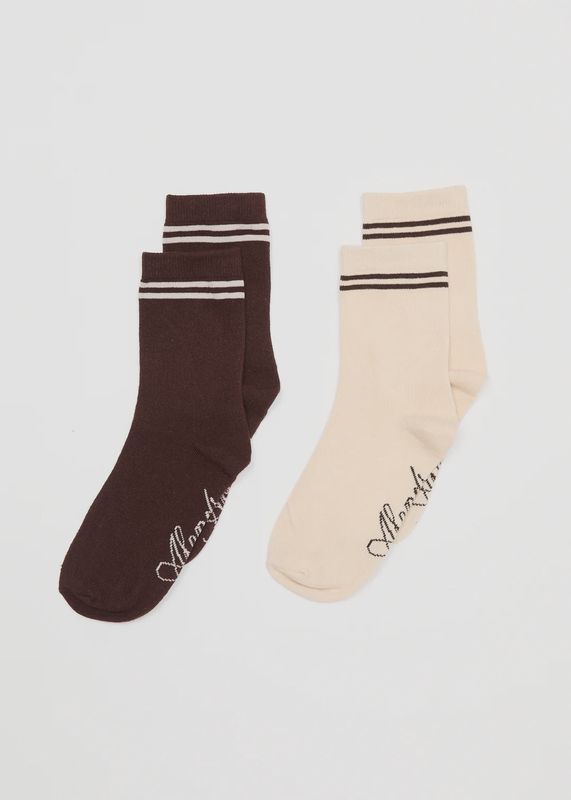 AFENDS WOMENS HARTLEY SOCKS - 2 PACK - COFFEE