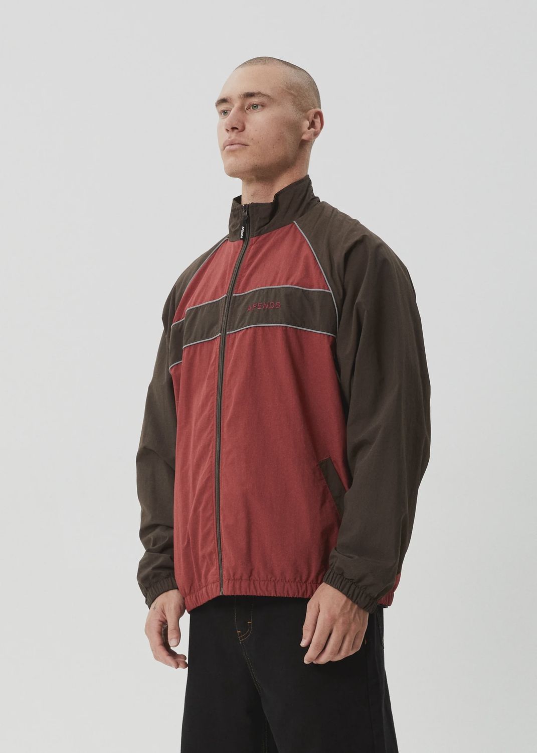 AFENDS MENS SPICY SPORTS SPRAY JACKET - BURGUNDY