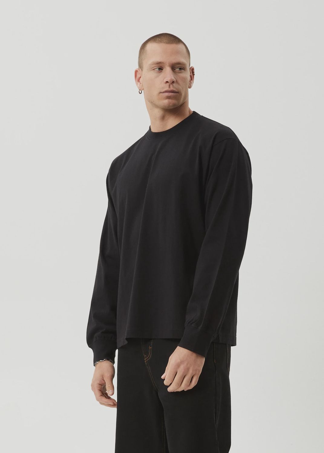 AFENDS MENS GENESIS - BOXY LS TEE - BLACK