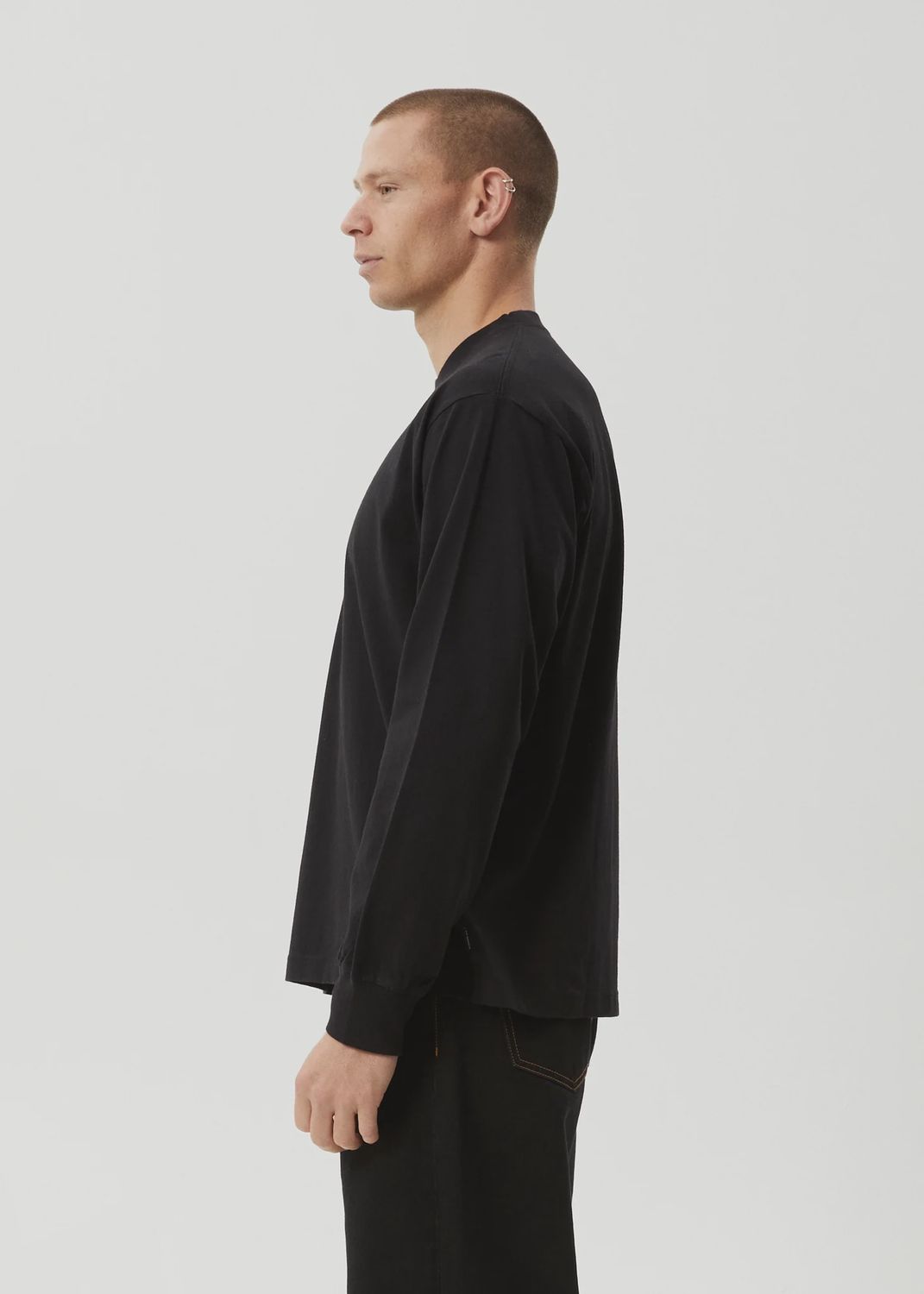 AFENDS MENS GENESIS - BOXY LS TEE - BLACK