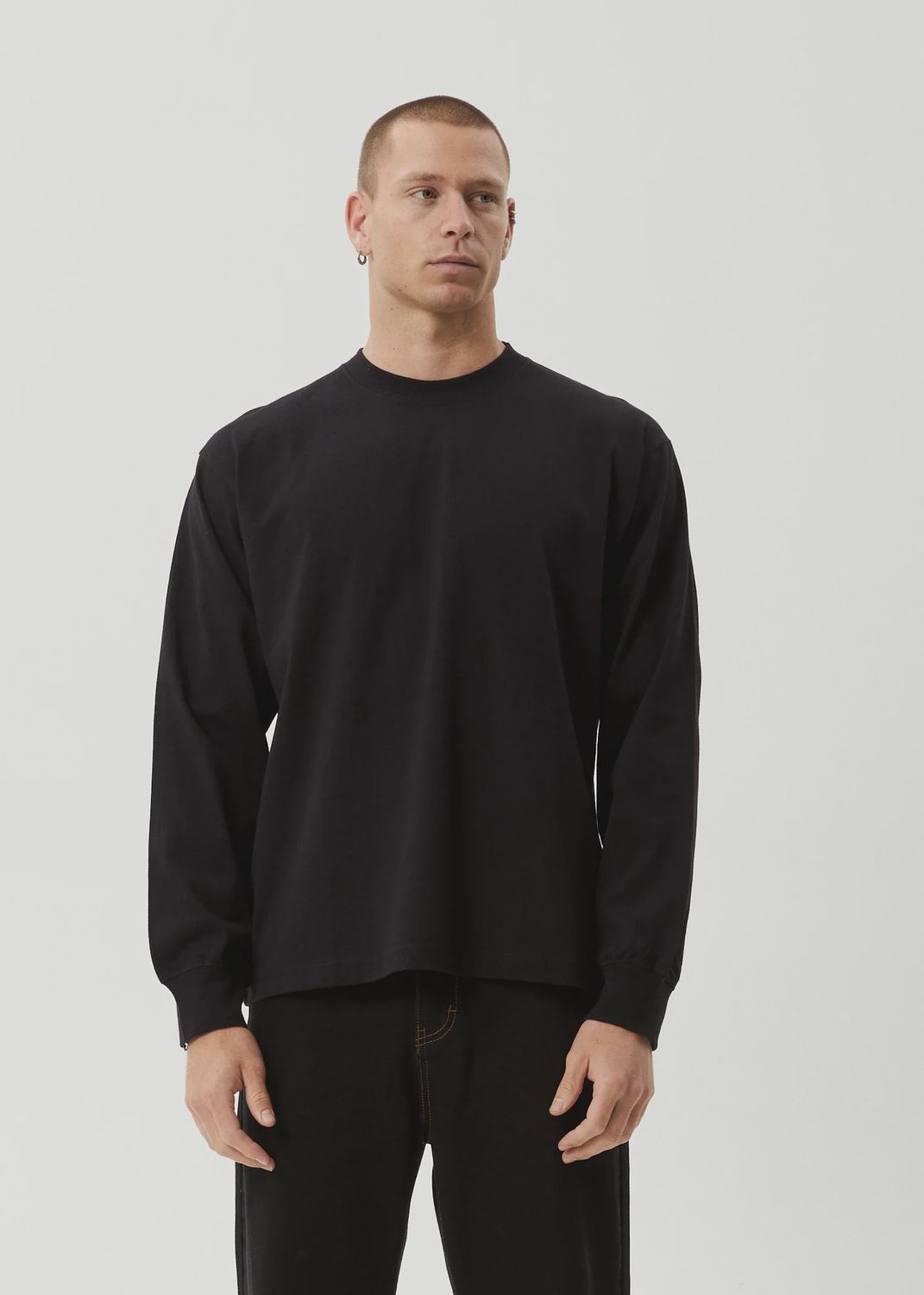 AFENDS MENS GENESIS - BOXY LS TEE - BLACK
