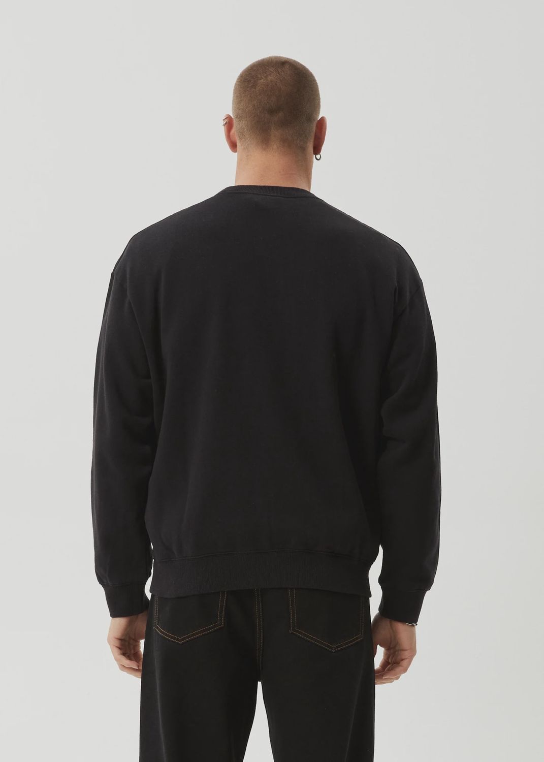 AFENDS MENS SURF OR FLY - CREW NECK JUMPER - BLACK