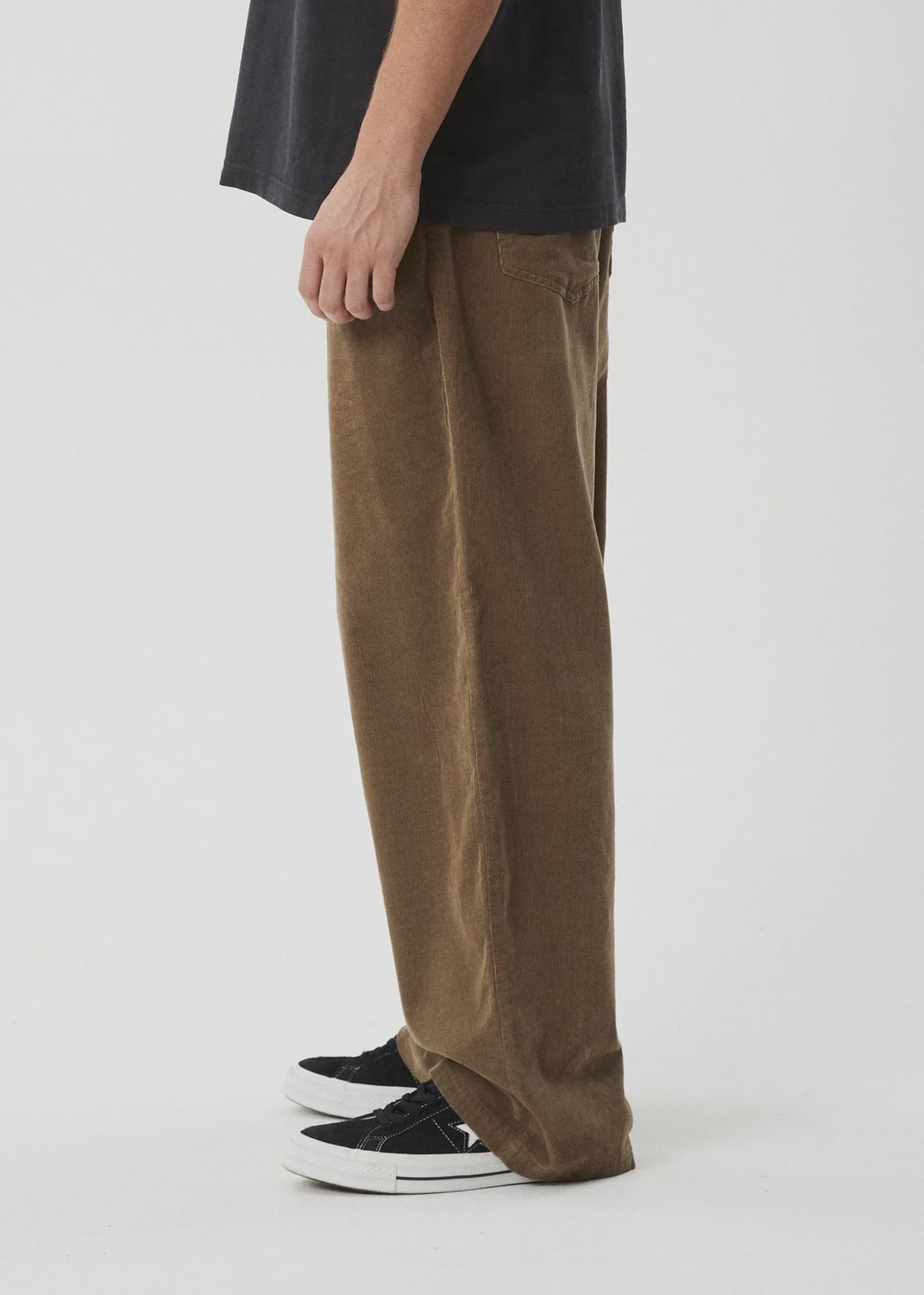 AFENDS MENS WELCOME BACK - BAGGY PLEATED PANT - FOSSIL