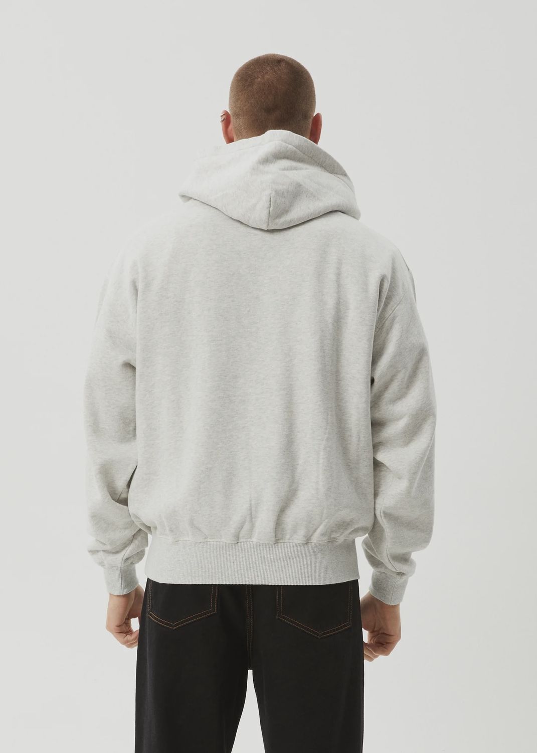 AFENDS MENS ALL EYEZ - BOXY HOODIE - GREY MARLE