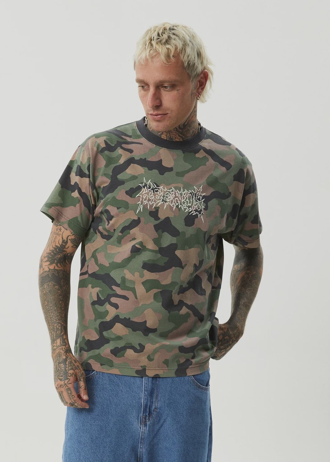 AFENDS MENS HIDDEN BOXY SS TEE - HIDDEN