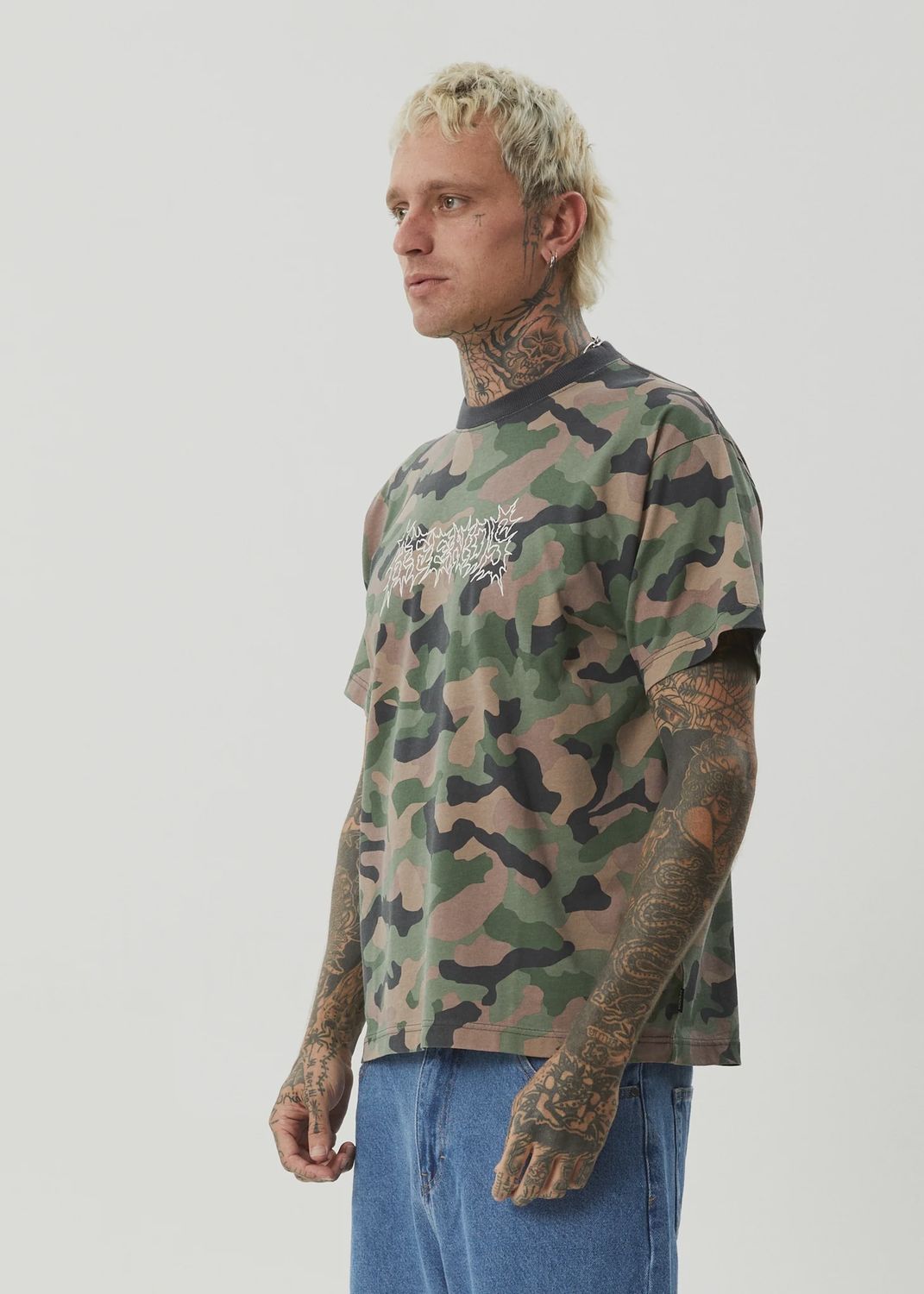 AFENDS MENS HIDDEN BOXY SS TEE - HIDDEN