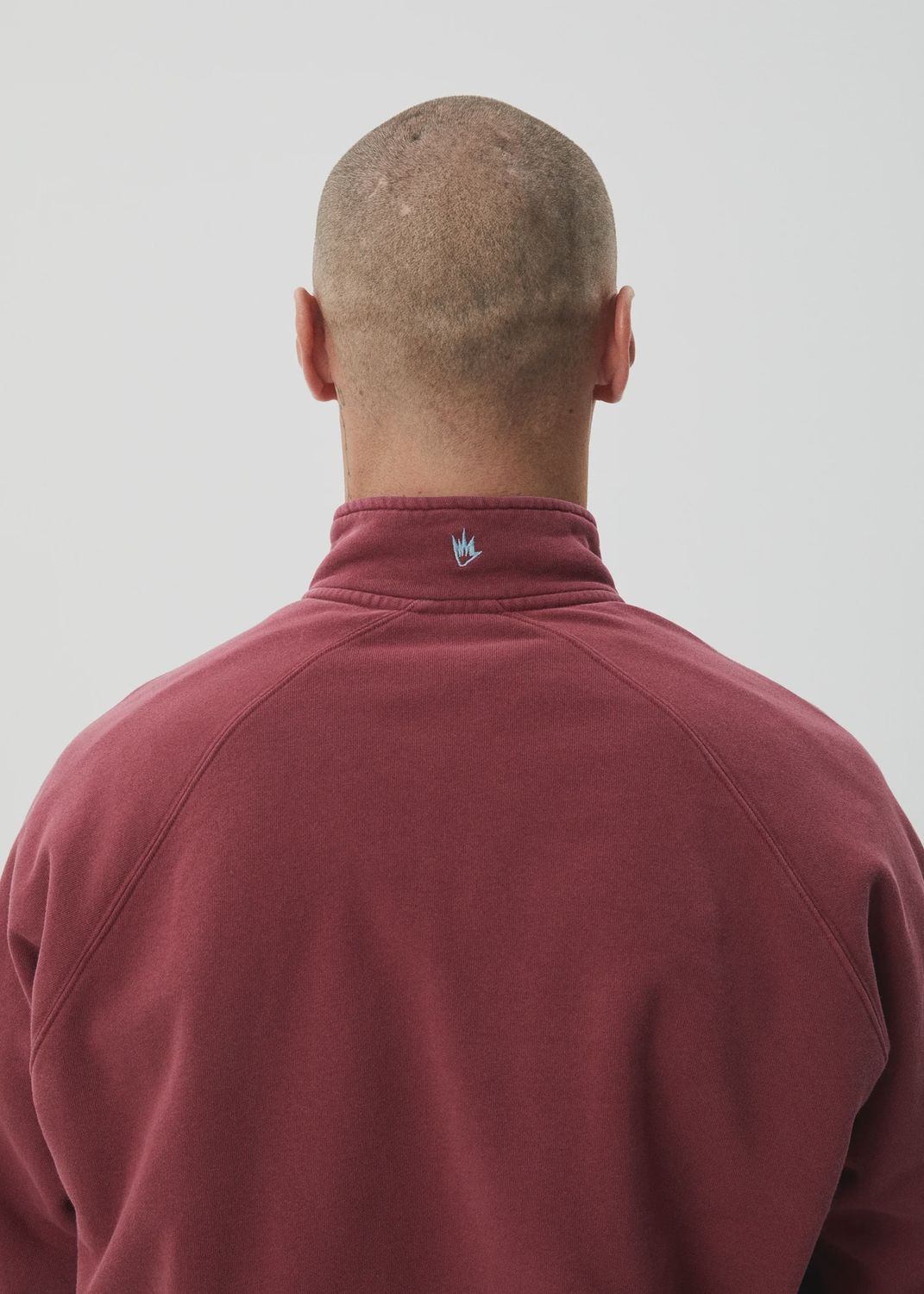 AFENDS MENS QUARTER  ZIP CREW - WASHED BURGUNDY
