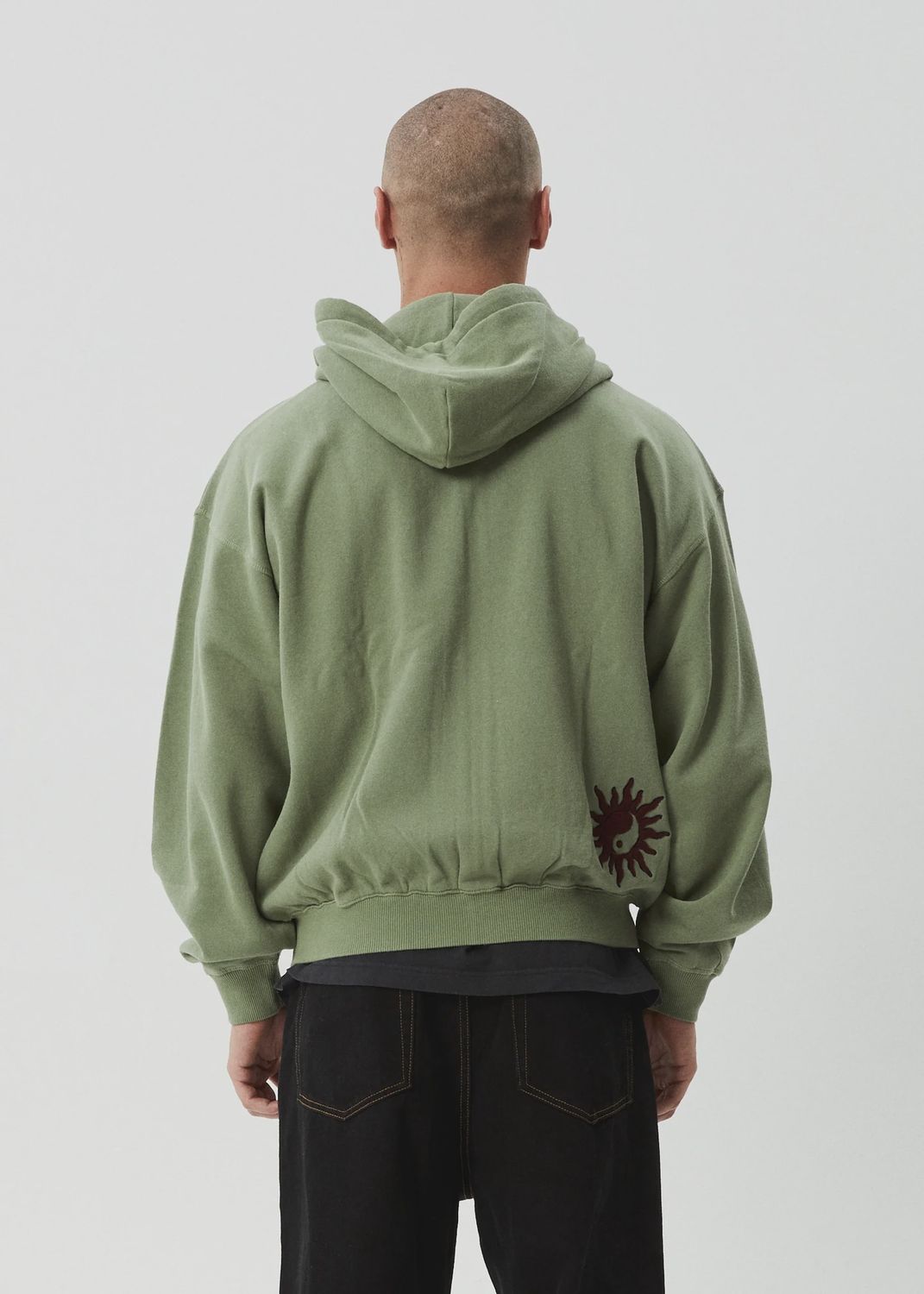 AFENDS MENS SUN BITE - ZIP HOOD - OIL GREEN