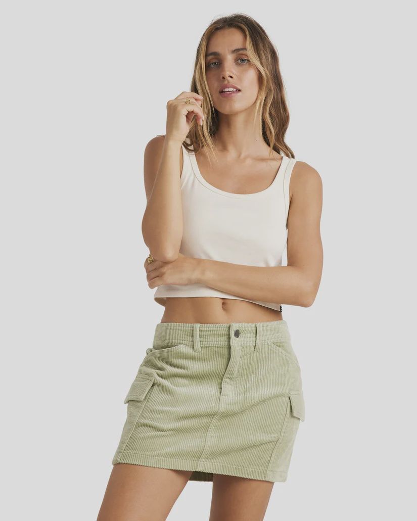BILLABONG LADIES HILARY CARGO CORD SKIRT - PISTACHIO
