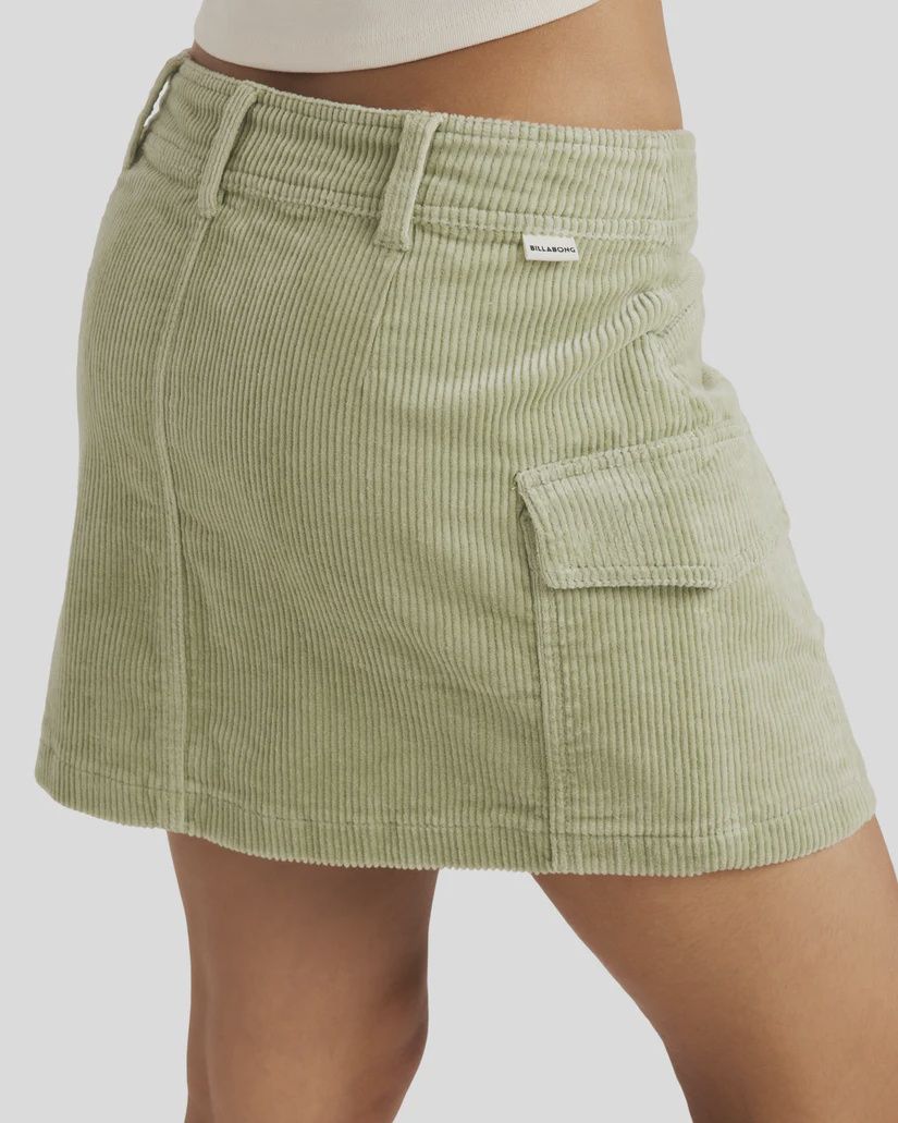 BILLABONG LADIES HILARY CARGO CORD SKIRT - PISTACHIO