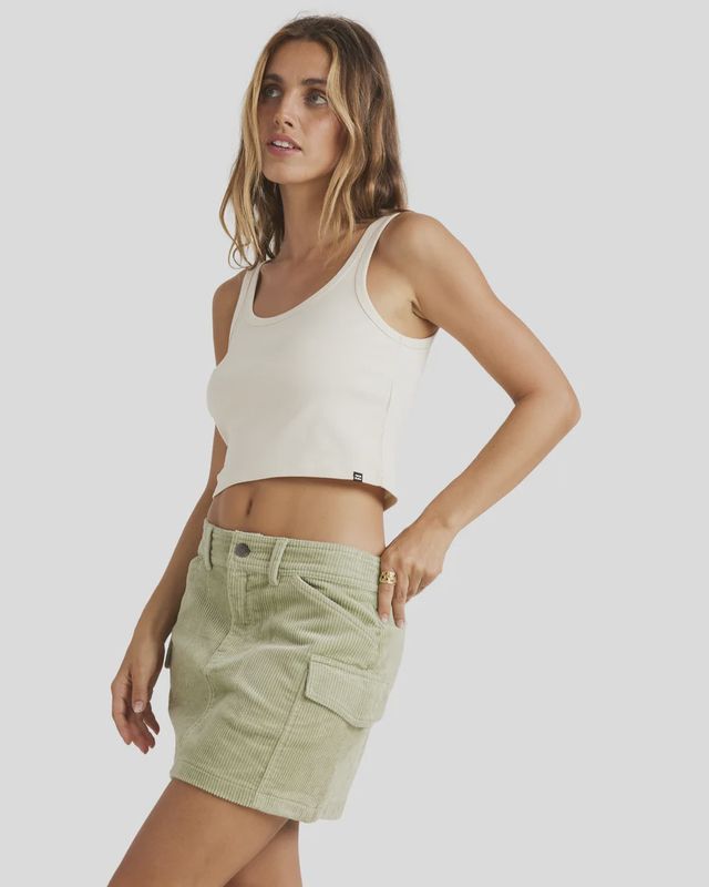 BILLABONG LADIES HILARY CARGO CORD SKIRT - PISTACHIO