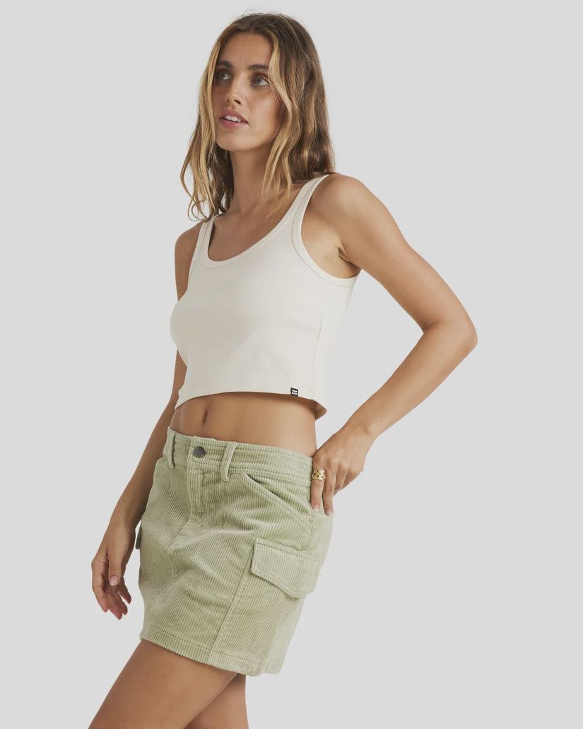 BILLABONG LADIES HILARY CARGO CORD SKIRT - PISTACHIO