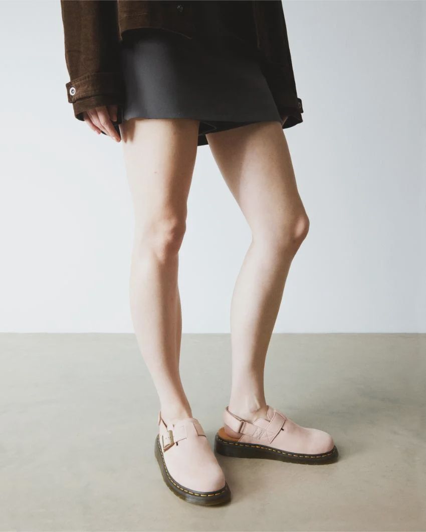 DR MARTENS JORGE II SLING BACK MULE -  POWDER PINK MILLED NUBUCK