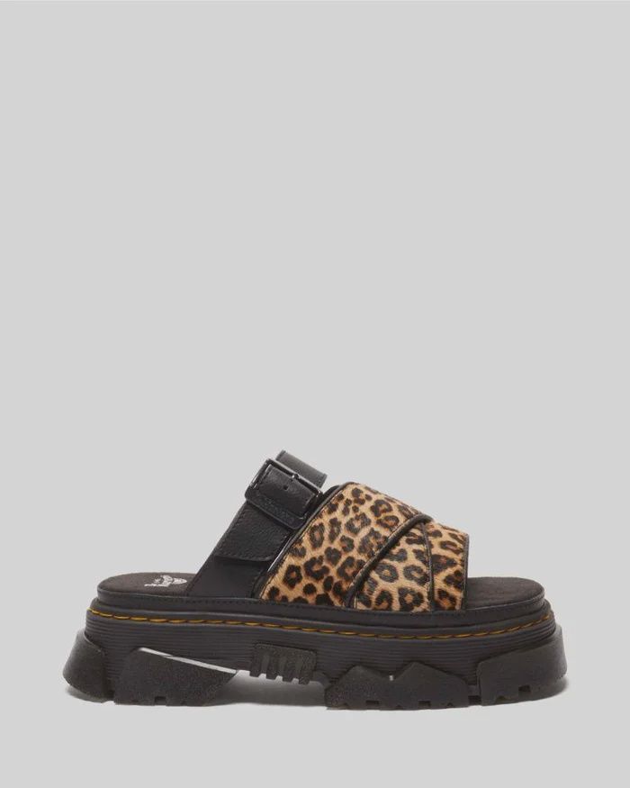 DR MARTENS MATTISON SLIDE SANDAL - MINI LEOPARD SPOT HAIR