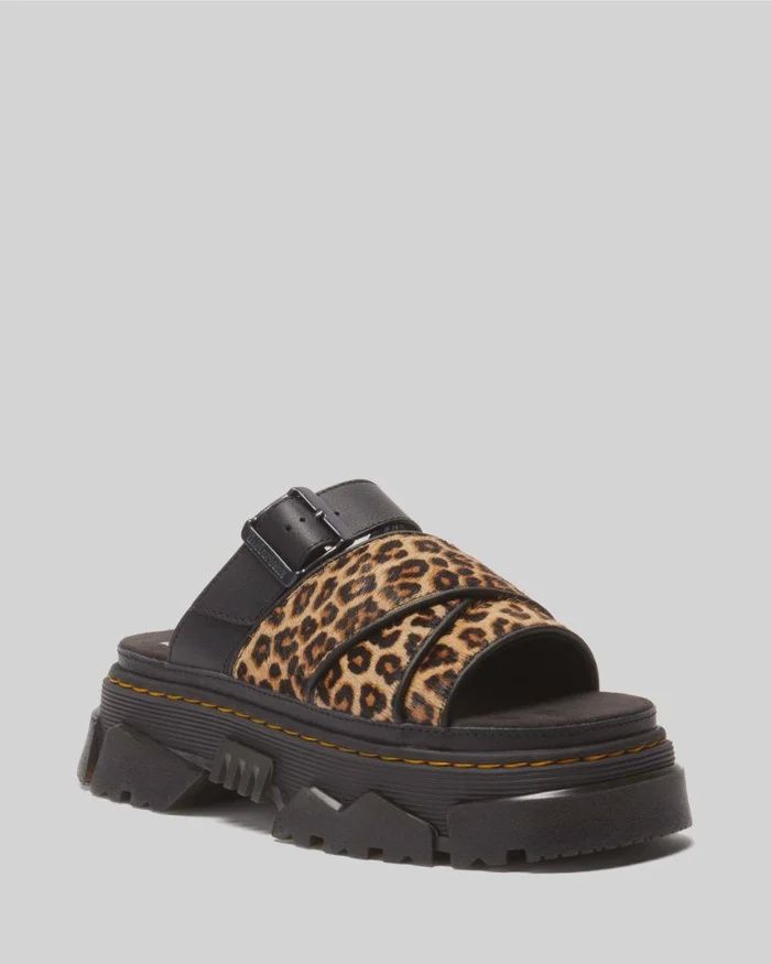 DR MARTENS MATTISON SLIDE SANDAL - MINI LEOPARD SPOT HAIR